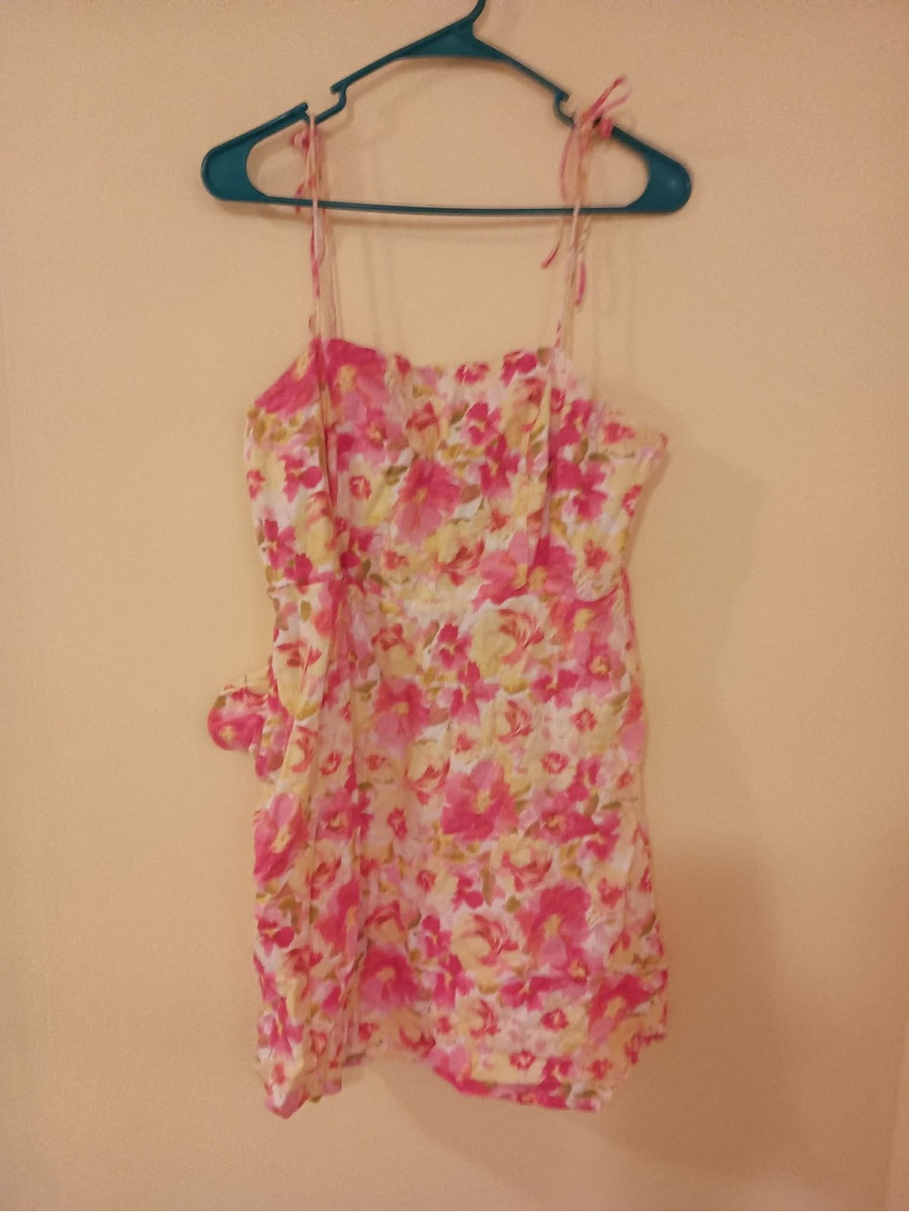 Old Navy Pink Floral Tie-Shoulder Mini Dress